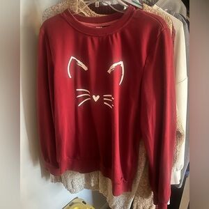 Cat Lovers! Burgundy Kitty Sweater